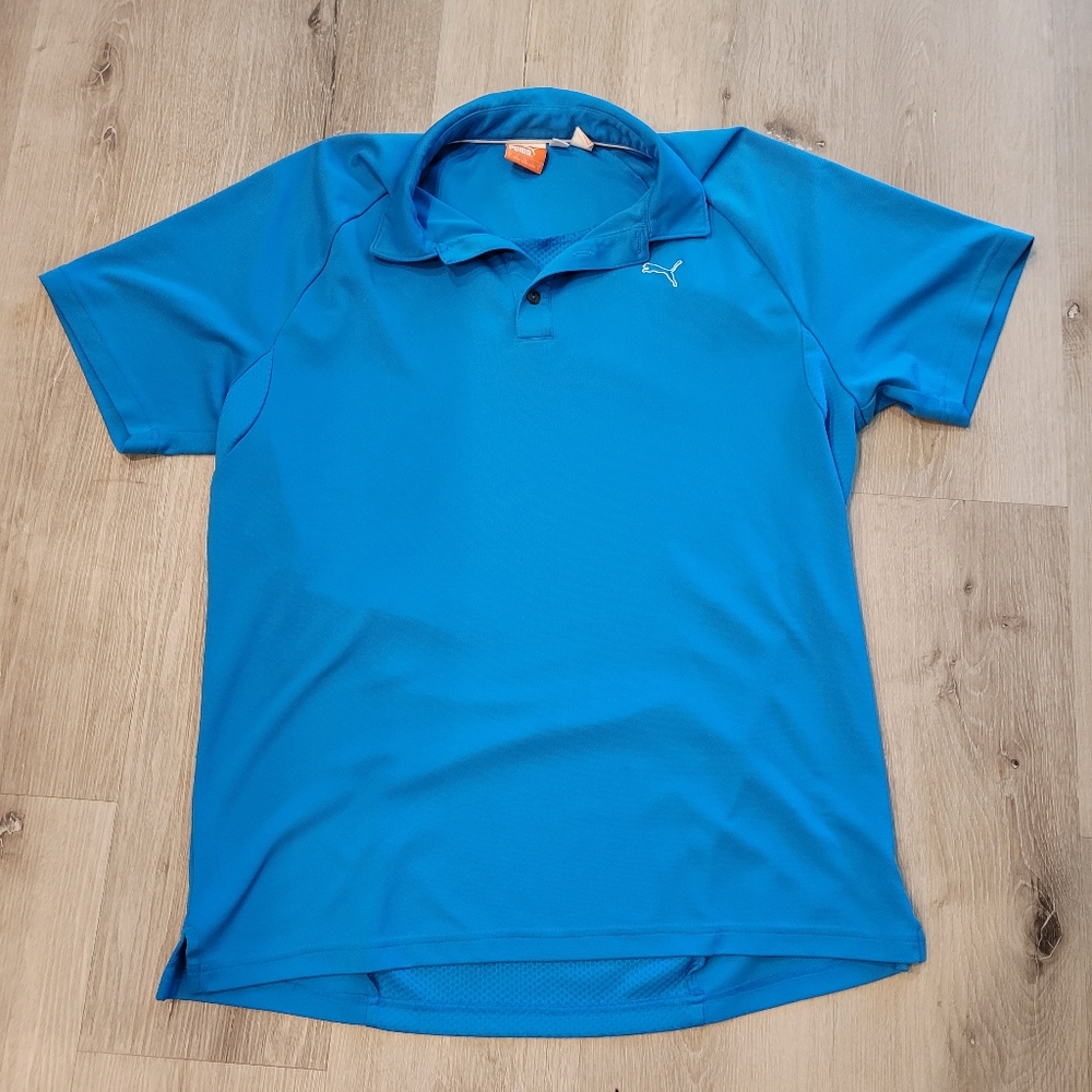 Puma Short Sleeve Blue Golf Polo Shirt Sz Large